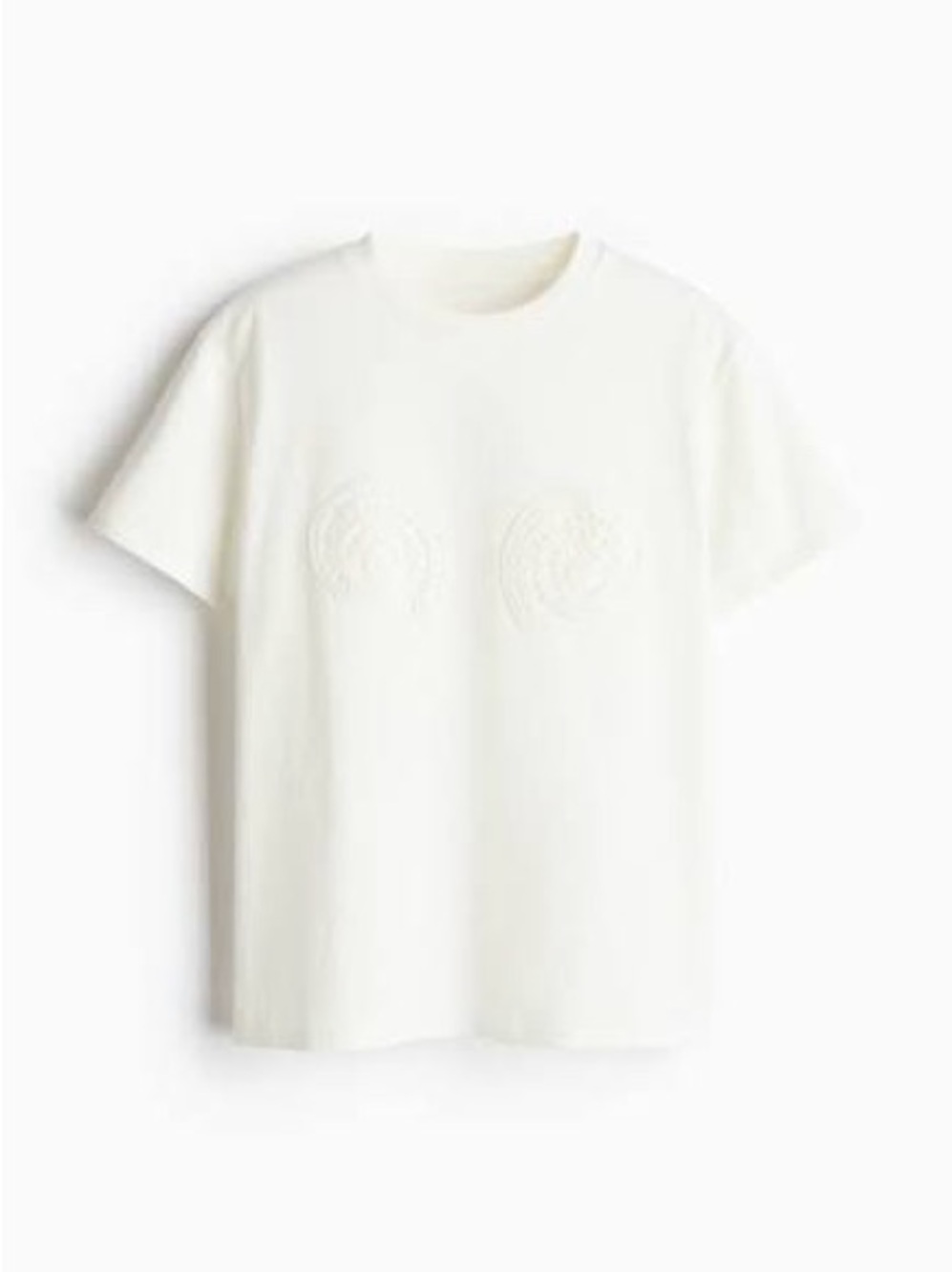 H&M White Short Sleeve Embroidered Tee